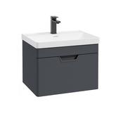 Freya 600mm 1 Drawer Wall Hung Vanity Unit Night Sky Blue Matt Black Handle image