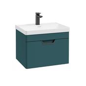 Freya 600mm 1 Drawer Wall Hung Vanity Unit Ocean Blue Matt Black Handle image