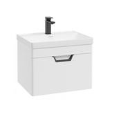 Freya 600mm 1 Drawer Wall Hung Vanity Unit Matt White Matt Black Handle image