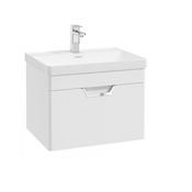 Freya 600mm 1 Drawer Wall Hung Vanity Unit Matt White Brushed Chrome Handle image