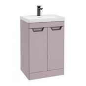 Freya 600mm 2 Door Floorstanding Vanity Unit Matt Cashmere Pink Matt Black Handle image