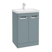 Freya 600mm 2 Door Floorstanding Vanity Unit Matt Coral Green Brushed Chrome Handle image