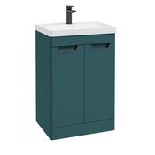 Freya 600mm 2 Door Floorstanding Vanity Unit Matt Ocean Blue Matt Black Handle image
