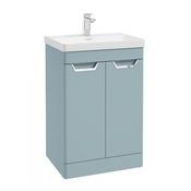 Freya 600mm 2 Door Floorstanding Vanity Unit Matt Morning Sky Blue Brushed Chrome Handle image