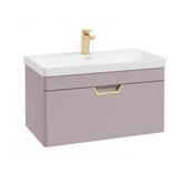 Freya 800mm 1 Drawer Wall Hung Vanity Unit Matt Cashmere Pink Brushed Gold Handle image