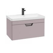 Freya 800mm 1 Drawer Wall Hung Vanity Unit Matt Cashmere Pink Matt Black Handle image