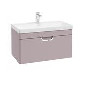 Freya 800mm 1 Drawer Wall Hung Vanity Unit Matt Cashmere Pink Brushed Chrome Handle image