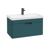 Freya 800mm 1 Drawer Wall Hung Vanity Unit Matt Ocean Blue Matt Black Handle image