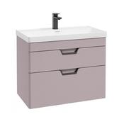 Freya 800mm 2 Drawer Wall Hung Vanity Unit Matt Cashmere Pink Matt Black Handles image