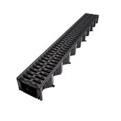 Aco Hexdrain Channel A15 Channel &amp; Black Plastic Grate 1m image