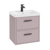 Finland 500mm Vanity Unit Matt Cashmere Pink Matt Black Handles image
