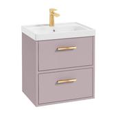 Finland 500mm Vanity Unit Matt Cashmere Pink Brushed Gold Handles image