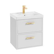 Finland 500mm Vanity Unit Matt White Brushed Gold Handles image