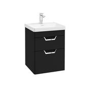 Freya 500mm 2 Drawer Wall Hung Vanity Unit Matt Black Brushed Chrome Handle image
