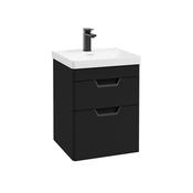 Freya 500mm 2 Drawer Wall Hung Vanity Unit Matt Black Matt Black Handle image