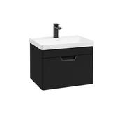 Freya 600mm 1 Drawer Wall Hung Vanity Unit Black Matt Black Handle image