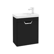 Freya 550mm 1 Door Wall Unit Matt Black Brushed Chrome Handle image