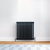 Vaporo Tradicio 3 Column Horizontal Radiator 600mm x 605mm Matt Black image