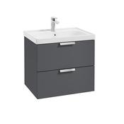 Stockholm 600mm Wall Hung Vanity Unit Midnight Grey Chrome Handles