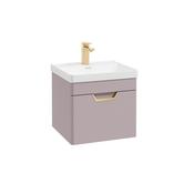 Freya 500mm 1 Drawer Wall Hung Unit Matt Cashmere Pink Brushed Gold Handle image