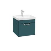 Freya 500mm 1 Drawer Wall Hung Unit Matt Ocean Blue Brushed Chrome Handle image