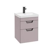 Freya 500mm 2 Drawer Wall Hung Vanity Unit Matt Cashmere Pink Matt Black Handle image