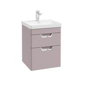 Freya 500mm 2 Drawer Wall Hung Vanity Unit Matt Cashmere Pink Brushed Chrome Handle image