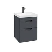 Freya 500mm 2 Drawer Wall Hung Vanity Unit Matt Night Sky Blue Matt Black Handle image