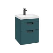 Freya 500mm 2 Drawer Wall Hung Vanity Unit Matt Ocean Blue Matt Black Handle image