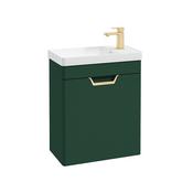 Freya 550mm 1 Door Wall Unit Wreath Green Brushed Gold Handle image
