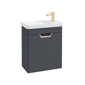 Freya 550mm 1 Door Wall Unit Night Sky Blue Brushed Gold Handle image