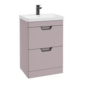 Freya 600mm 2 Drawer Floor Standing Unit Matt Cashmere Pink Matt Black Handle image