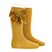 Condor Velvet Bow Socks - Mustard image