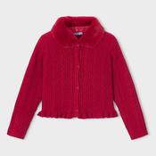 Mayoral Faux Fur Cardigan - Red
