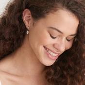 Silver pearl mini hoop earring image