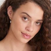 Gold pearl mini hoop earring image