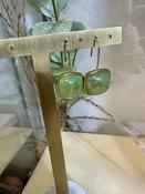 Gold drop earring with green inlay