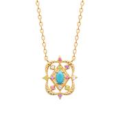 Desert Bloom Turquoise &amp; Multicolour Cubic Zirconia Pendant Necklace image