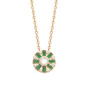 Lucky Lady Emerald-Coloured &amp; Clear Cubic Zirconia Pendant Necklace image