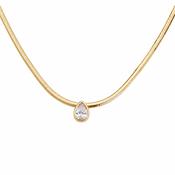 Date Night Pear Cut Cubic Zirconia Snake Chain Necklace image