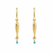 Under the Sea Fish Drop Earrings with Turquoise Bead image