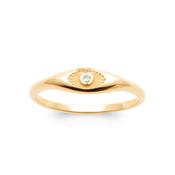 Green Cubic Zirconia Sunray Signet Ring image