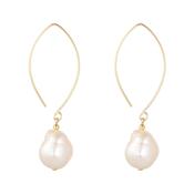 Momuse Gold Filled Irregular Baroque Pearl Oval Open Earrings