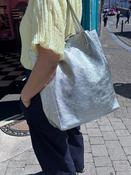 Babila Leather Tote Bag, Silver image