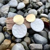 Brushed Gold &amp; Cream Porcelain Earrings