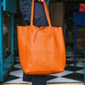 Babila Leather Tote Bag, Orange
