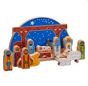 Wooden Nativity Set Starry Night  - Large