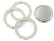 Bialetti 3 Gaskets + 1 Filter Moka Express, Dama, Mini, Moka Elettrika, Junior,Morenita - 2 Cups