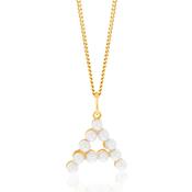 9CT YELLOW GOLD PEARLS INITIAL 'A' PENDANT AND CURB CHAIN Necklace