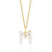 9CT YELLOW GOLD PEARLS INITIAL 'M' PENDANT AND CURB CHAIN Necklace